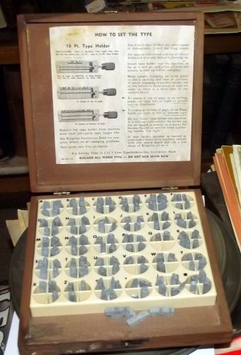 Vintage Kingsley Stamp Machine Type Letters Set in Wood Box