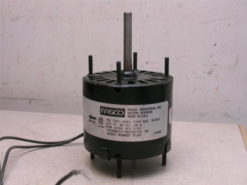 Fasco 7163-4263 refrigeration motor d188 230v 1500rpm 1/20hp type u63 for sale