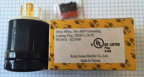 Nema l16-30, 3 pole, 4 wire, 30a 480v grounding locking plug, ul listed for sale