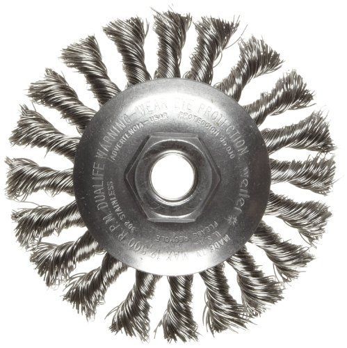 Weiler Dualife Bevel Wire Wheel Brush, Threaded Hole, Stainless Steel 302,