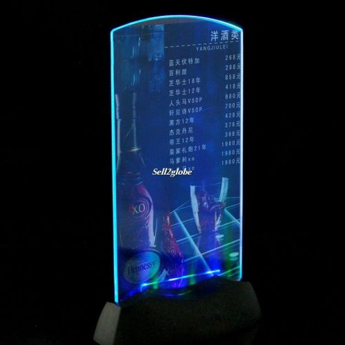 Acrylic flashing led light table menu restaurant card display holder stand  g8 for sale
