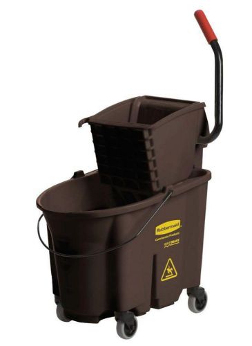 Commercial Brown Side-Press Combo Mop Bucket Wringer System Cleaning Pail Supply