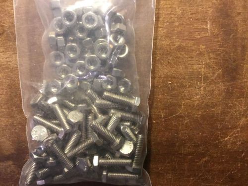 50 pcs 304 18-8 Stainless Steel Hex Bolts WITH NUTS 1/4-20 x 7/8 fully threaded