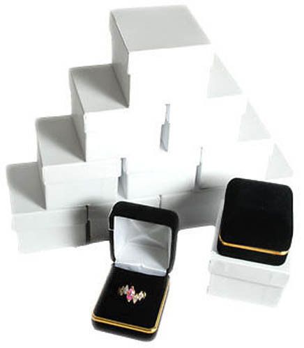 12 piece black velvet ring jewelry gift boxes gold trim 1 7/8&#034; x 2 1/8&#034; x 1 1/2&#034; for sale