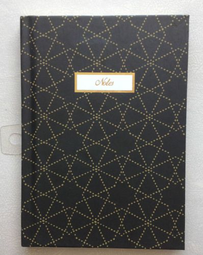 H&amp;M 1Pc Diary Notebook Memo Paper Notes Book Black Gold Border Strip Hard Cover
