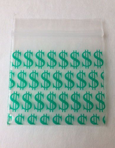 100 Green Money (1.5x1.5) Small Dollar Sign Baggies 1515 Tiny Ziplock Dime Bags