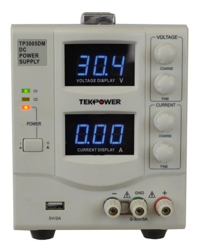 TekPower TP3005DM Linear Adjustable Digital DC Power Supply 30V 5A with a 5V/...