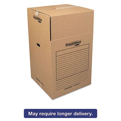 SmoothMove Wardrobe Boxes, 24l x 24w x 40h, Kraft/Blue, 3/Carton