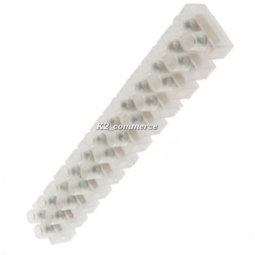 New Wire Connector 12-Position Plastic Barrier Terminal Block 10A White K2
