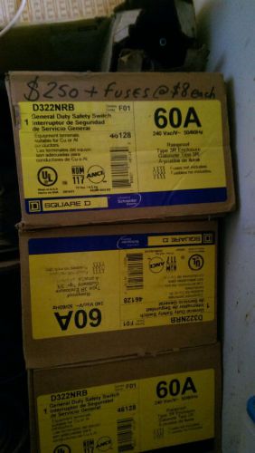 Safety Switch, Fusible, 60A, 240VAC, 3PH D322NRB