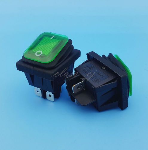 10pcs waterproof 4pin rocker switch green lamp on-off 2 position dpst 10a/250v for sale