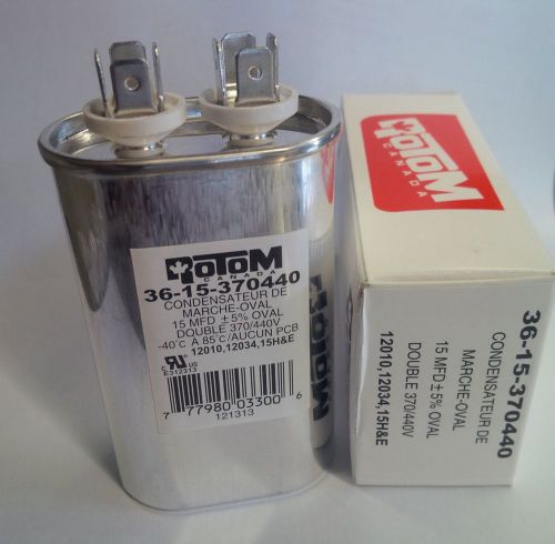 Rotom 36-15-370440 15mfd motor run capacitor 15mf New!
