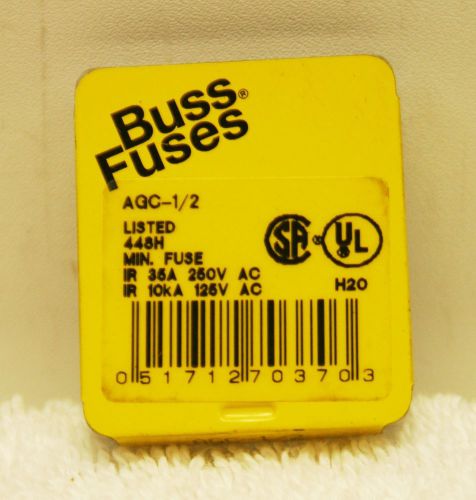 Buss AGC-1/2 Fuse Box of 5 **NEW** AGC1/2