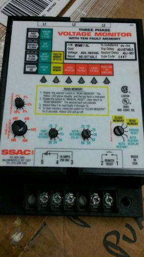 SSAC WVM911AL Three Phase Voltage Monitor w Ten Fault Memory