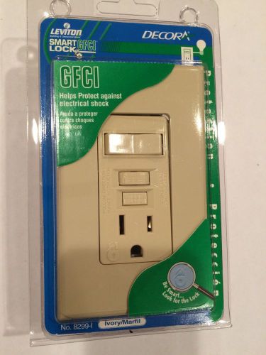 Leviton Decora SmartLock GFCI Switch &amp; Outlet No. 8229-I 15A Receptacle Ivory