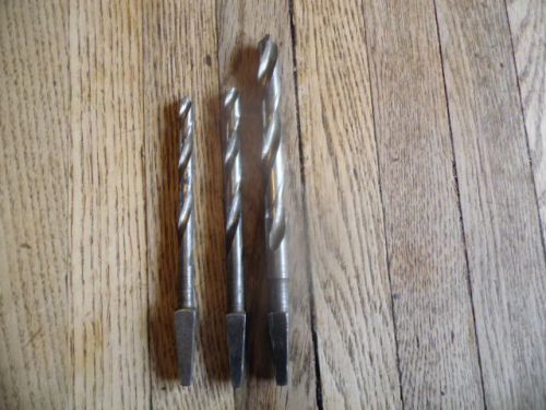 Lot 3 Antique Cleveland twist drill co Drill bits for brace 7/16&#034; 5/16&#034; 9/32&#034;