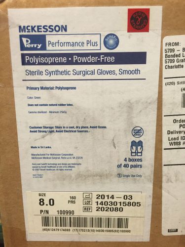 Box of 160 pair: size 8 mckesson surgical gloves sterile smooth synthetic 202080 for sale
