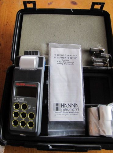 Hanna Instruments 92701F K-Type Thermocouple &amp; Printing Thermometer w/case&amp;paper
