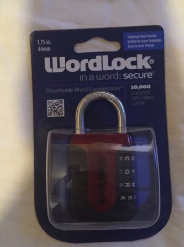 WORDLOCK 4 DIAL RED LOCK 10,000  Choices FOR WORD COMBINATION NEW travel gym