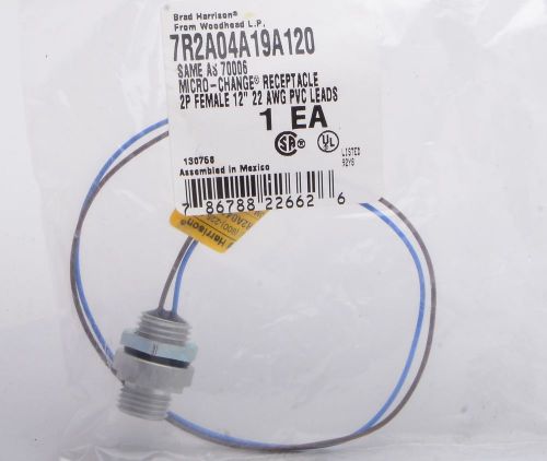 New! brad harrison woodhead micro-change female 2 pin receptacle 12&#034; 22awg cable for sale