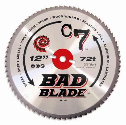 KwikTool USA BB1200 C7 Bad Blade 12-Inch 72 Tooth With 5/8-Inch Arbor