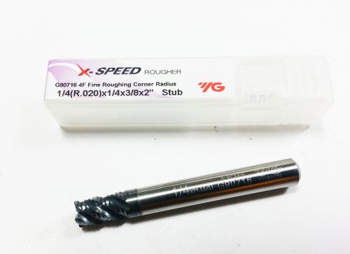 1/4&#034; YG  X-SPEED Carbide TiALN 4 Flute .020 CR Roughing End Mill (N 945)
