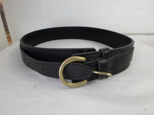 Safariland Black Leather Duty Belt, Model 146, Size 34/85, Brass Buckle 2 1/4&#034;