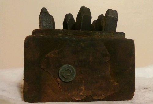 STEEL PUNCH DIE SET ANTIQUE VINTAGE HANDMADE BOX STEEL O-9 NUMBERS 1/4&#034; WOOD BOX