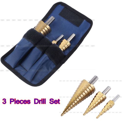 Hot 3PCS Large Cone Step Drill Bit Set High Speed Steel Bit with Storage Pouch