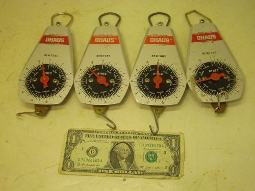 LOT OF 4 OHAUS NEWTON DIAL TYPE SPRING SCALES MODEL 8014-N SEE PHOTOS FREE SHIP!