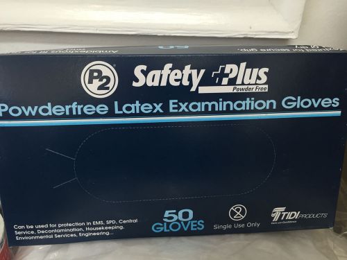 NEW: 20 Boxes Tidi Safety Plus powderfree latex exam gloves size L BS0470-1