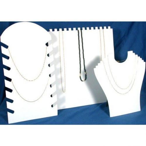 3 White Flocked Chain &amp; Necklace displays