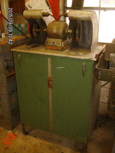 Industrial vintage LEIMAN BROS cabinet mounted grinder US medical