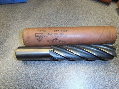 1 1/8&#034; Diameter 6 Flute Helex End Mill  with 4&#034; LOC  National Twist Drill Co
