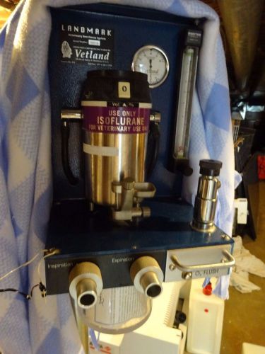 Landmark vetland anesthesia machine with isofluorane vaporizer, stand and tray for sale