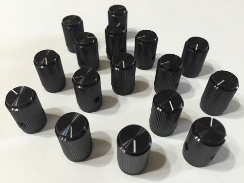 18 pcs aluminum knobs for 1/8&#034; shaft ,black anodized.2 set screws alco japan.nos for sale