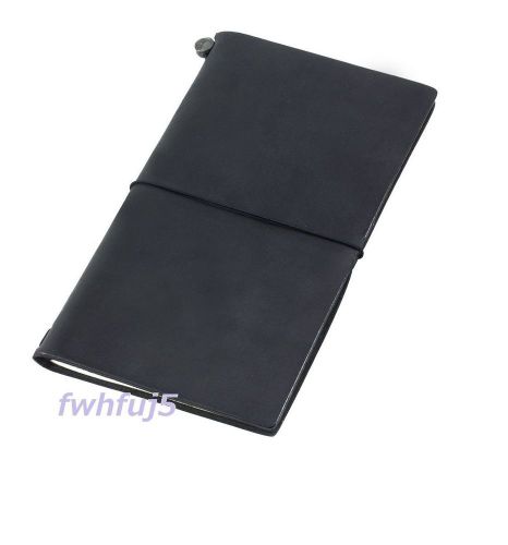 NEW Midori Traveler&#039;s Notebook Black Leather Cover Japan Import Free Shipping