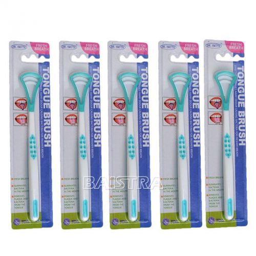 5x oral care dental handle tongue brush bad breath cleaner scraper e011 white for sale