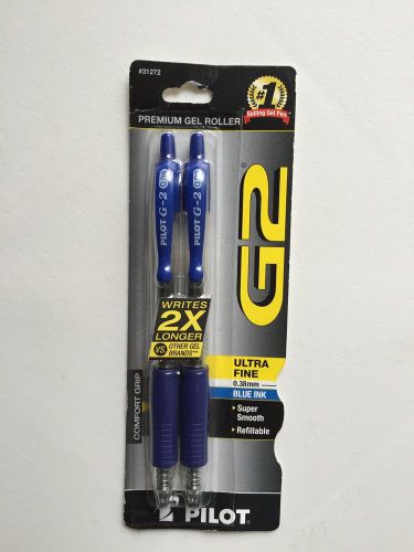 Pilot G2 Ultra Fine Blue Ink 0.38mm Pen - 2 Pack