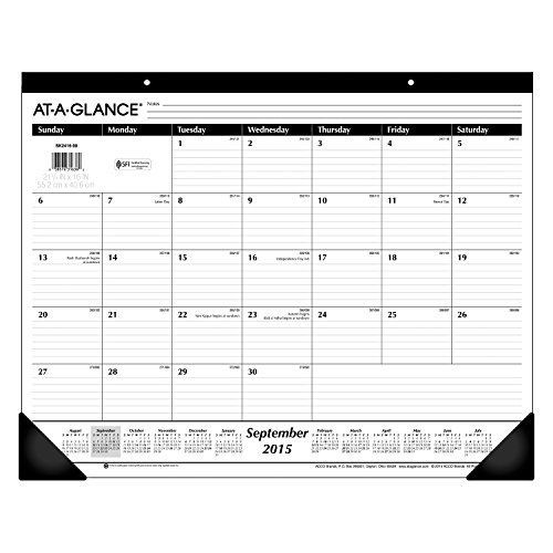 AT-A-GLANCE Desk Pad Calendar, Academic Year, 16 Months, September 2015-December