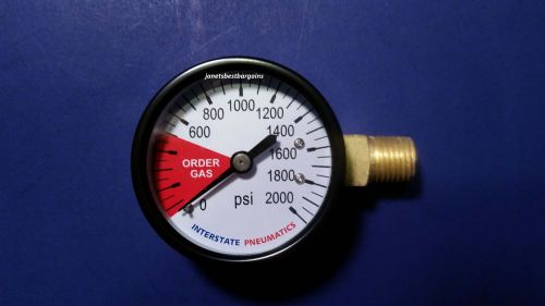 C02 Tank Pressure Gauge 1/4&#034; Brass NPT Right Side Mount 2000 PSI 2&#034; Black Case