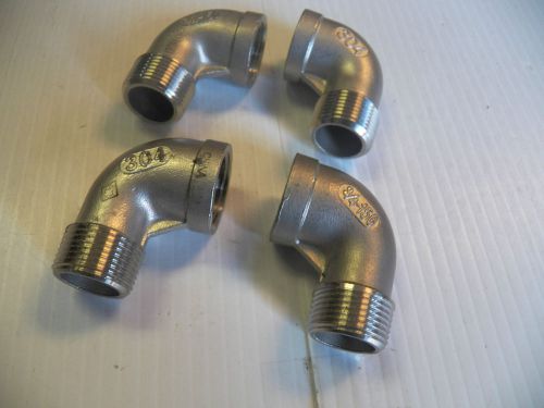 NEW NO NAME LOT OF 4 STREET ELBOW STAINLESS S/S 3/4&#034; FEMALE X 3/4&#034; MALE 304 90°