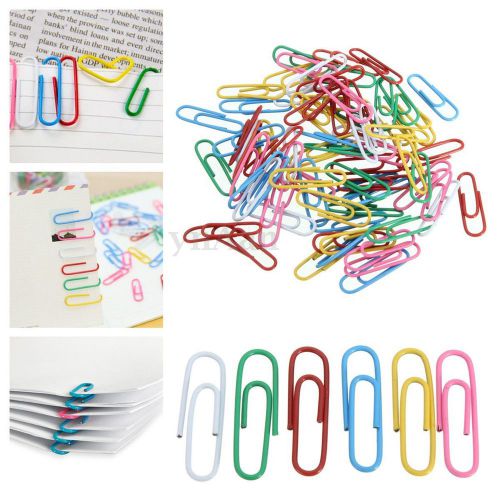100Pcs 28mm Multi Colors Metal Paper Clips Stationery For Home Office School
