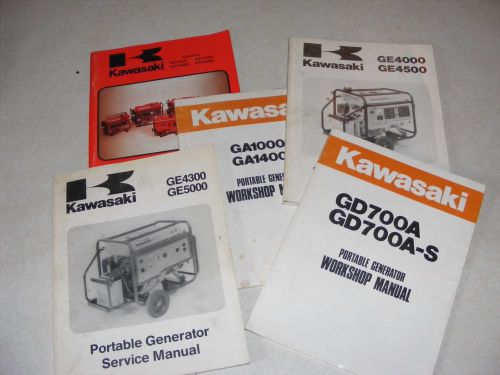 Lot of 5 - Vintage Kawasaki Generator Shop Service Repair Manuals - KG GA GE GD