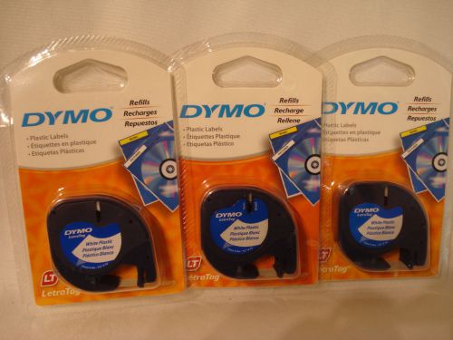 Lot of 3 Dymo LetraTag 91331 Plastic 1/2&#034; x 13&#039; Label Refill Tapes Letra Tag
