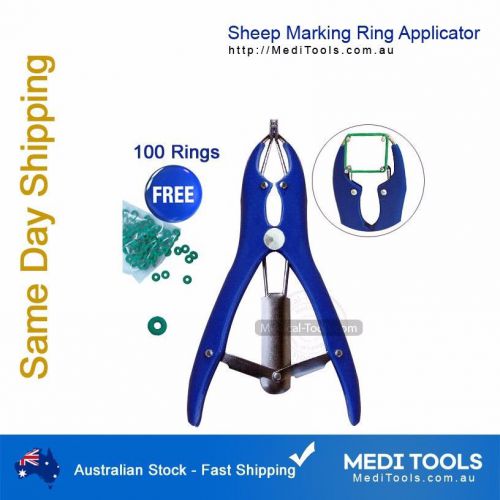 Sheep Castration/Banding/Tail Docking/Applicator/100 Rings/Cattle/Marking/Farm