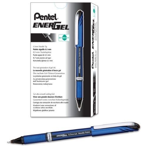 Pentel energel nv liquid gel pen, 0.5mm, fine line capped, needle tip, black for sale