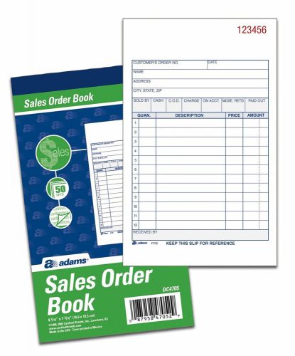 Adams sales order books 2-part carbonless white/canary 4-3/16 x 7-3/16 inches... for sale
