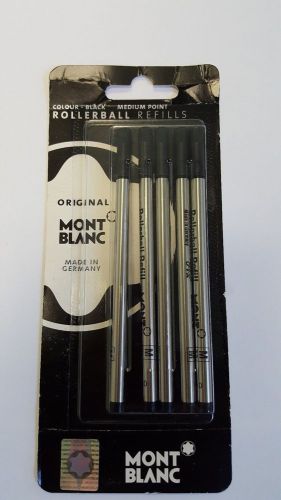 5 MONT BLANC BLACK MEDIUM POINT ROLLERBALL PEN REFILLS (5 PACK)