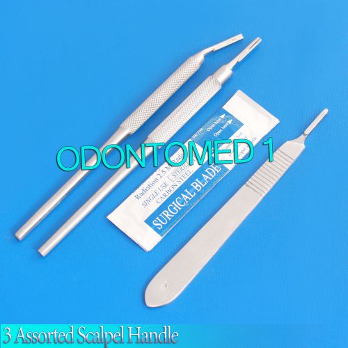 3 ASSORTED SCALPEL HANDLE #3 +10 STERILE SURGICAL SCALPEL BLADES #12